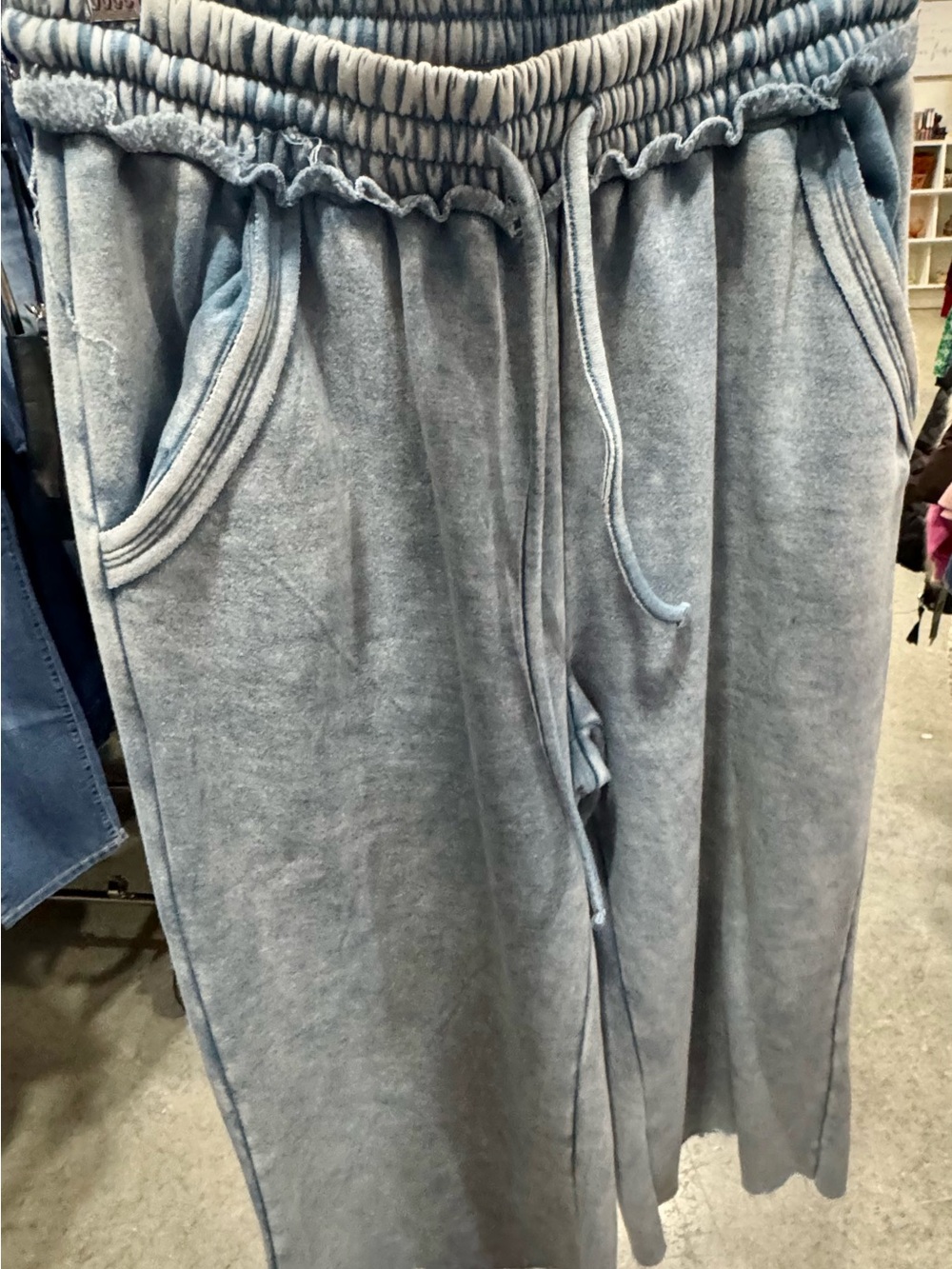 Zenana Outfitters Dusty Blue Wide-Leg Pull-On Pants